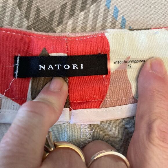 Natori Tropical Asian Floral High Rise Straight Leg Pants luxury fabric - Picture 4 of 8